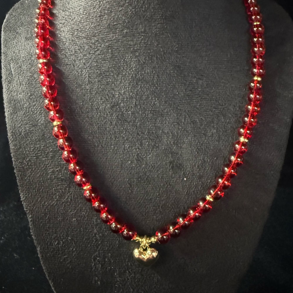 Red Glass Bead Necklace